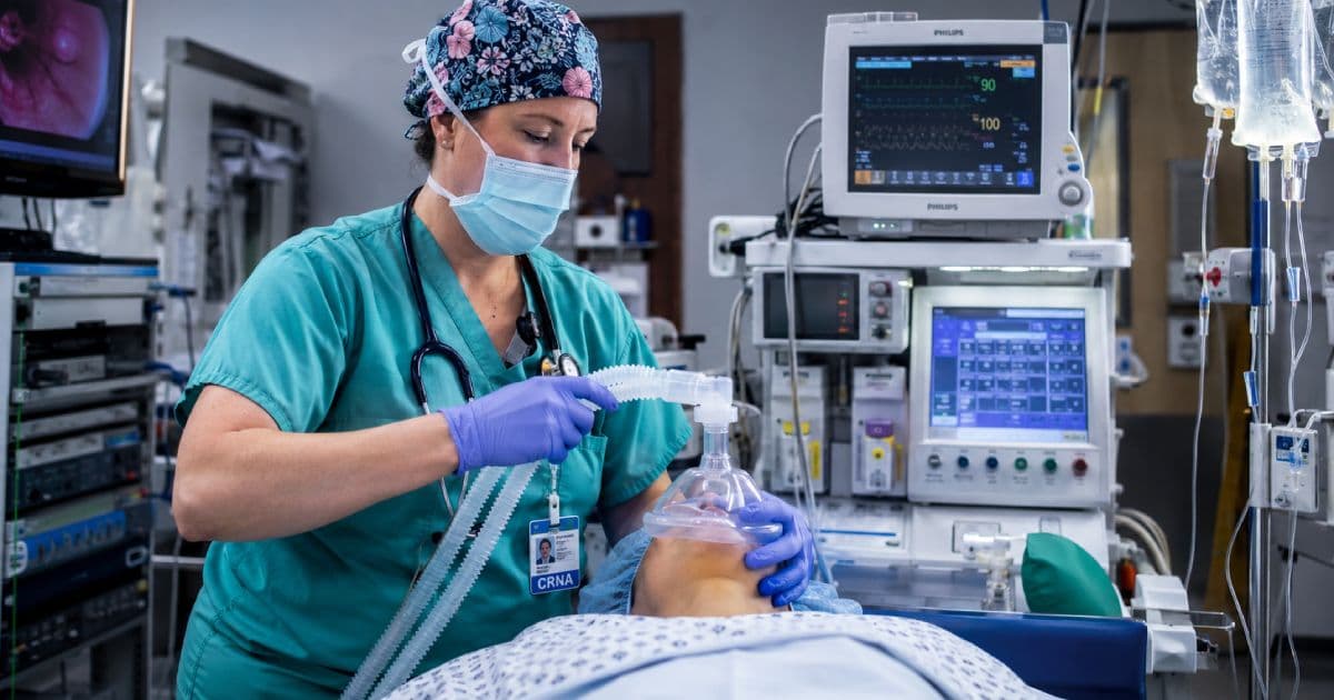 Nurse anesthetist in operating room providing anesthesia care