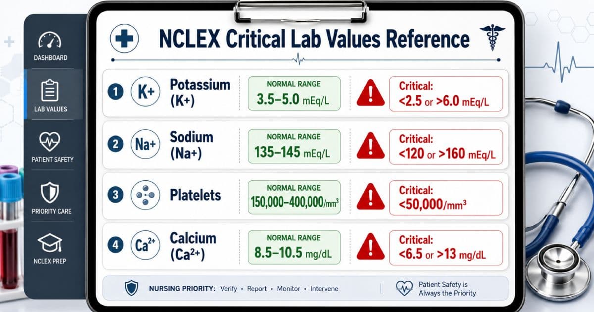 NCLEX Lab Values Cheat Sheet: Normal Ranges & Red Flags