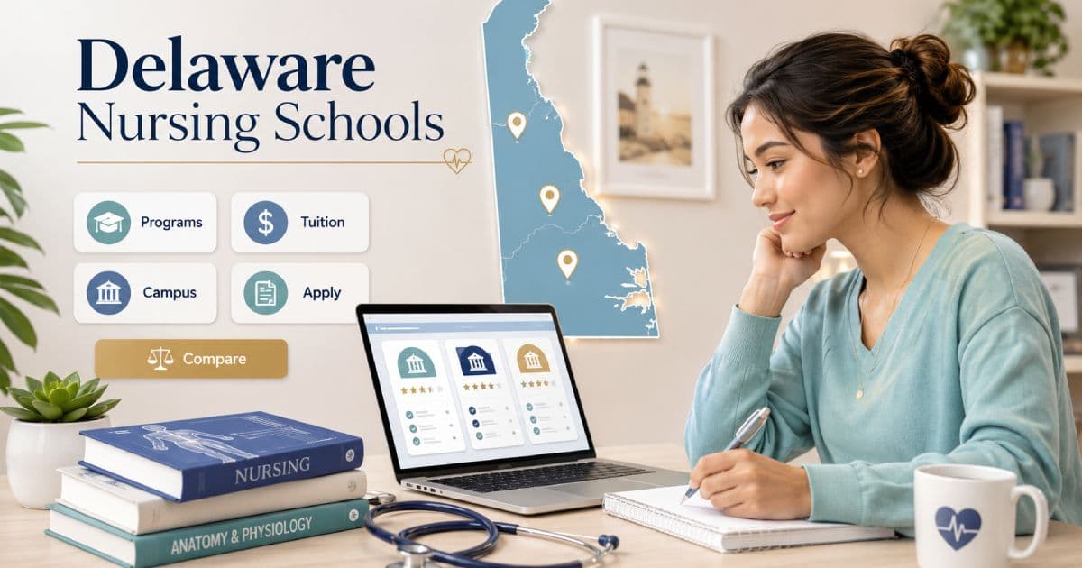 Nursing student comparing Delaware nursing school options