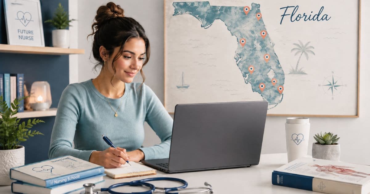 Nursing student comparing Florida nursing school options