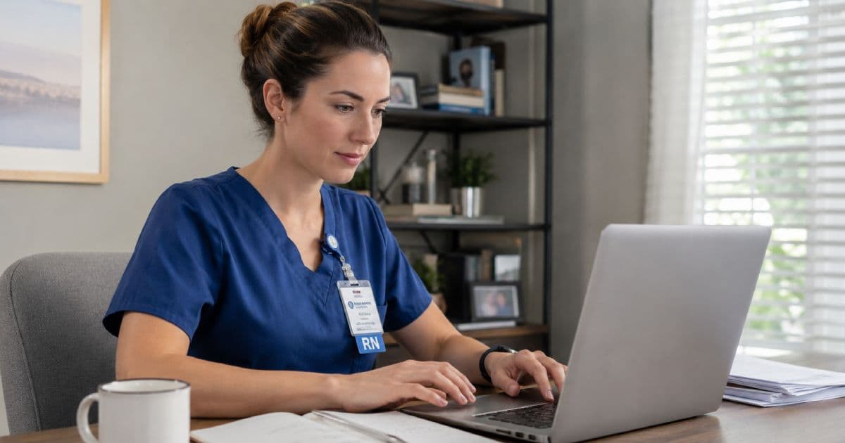 Nurse reviewing a resume or CV for a nursing job application
