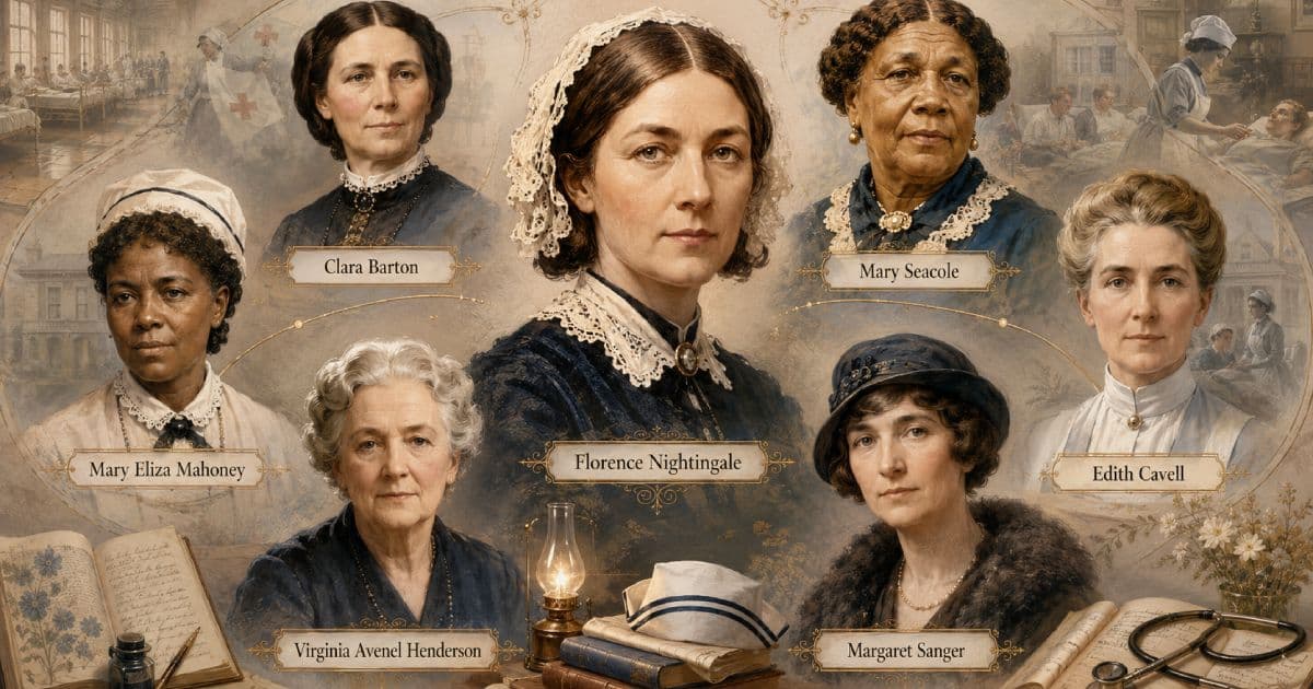 Historic nursing pioneers represented in a nursing history guide